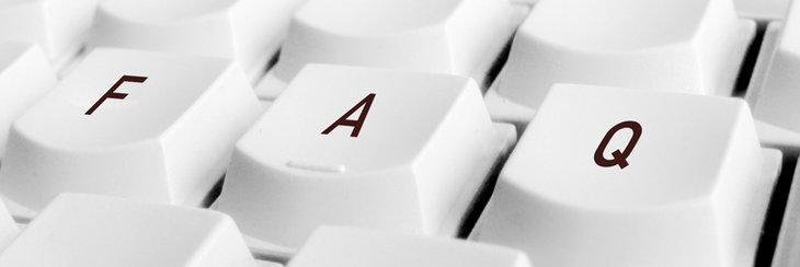 FAQ Detailansicht einer Tastatur mit den Buchstaben F, A und Q