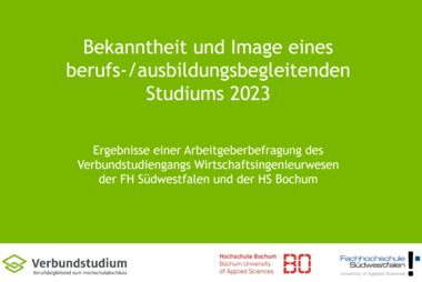 Startbild aus der Präsentation "Bekanntheit und Image eines berufsbegleitenden Studiums 2023"