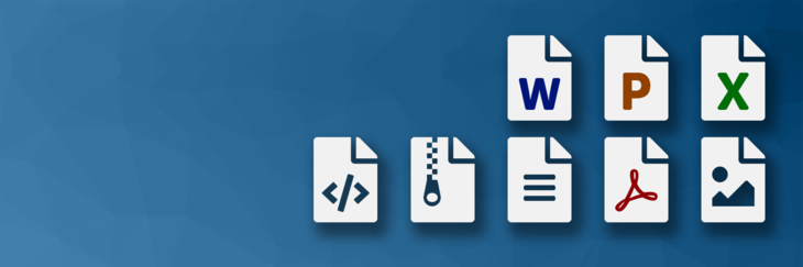 Icons verschiedener Dateiformate wie Microsoft Word, Powerpoint oder Excel